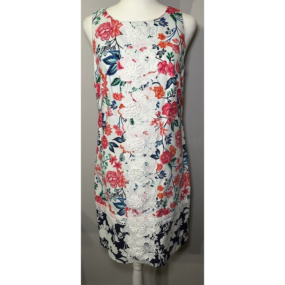 Eliza J Womens Floral Lace Sleeveless‎ Shift Dress Size 6 Cottagecore Feminine - Picture 2 of 9